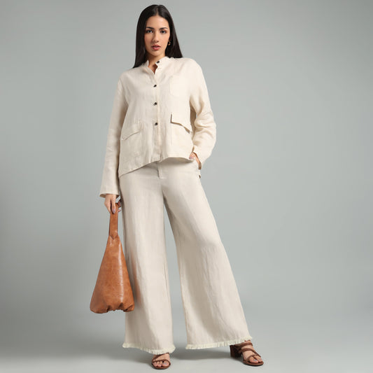 Beige Linen Co-Ord Set for Women